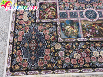 نمونه فرش بافته شده باغ ارم کرم - فروش فرش ماشینی اینترنتی