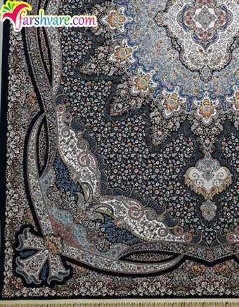 فرش 1200 شانه ماشینی کاشان بافته شده فرش سرمه ای فرش 1200 شانه ماشینی کاشان بافته شده فرش سرمه ای
