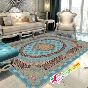 Iranian Persian blue carpet of Florence design at home decoration