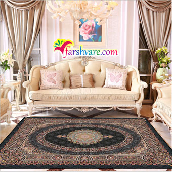 Iranian black carpet of Florence design at home decoration