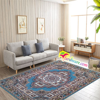 Iranian blue carpet of Hoze Noghre at home decoration
