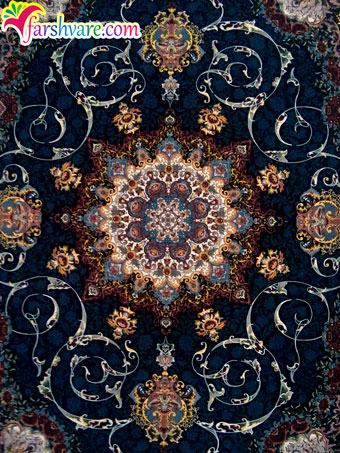Sample of woven Iranian carpet of Mehrnoosh design Persian black carpet
