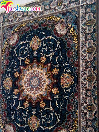 Sample of woven Iranian carpet of Mehrnoosh design black carpet