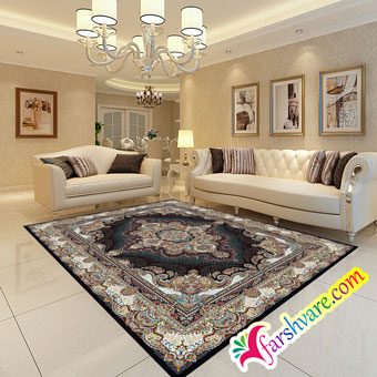 Iranian carpet for home at decoration black carpet of Star design 700 reeds