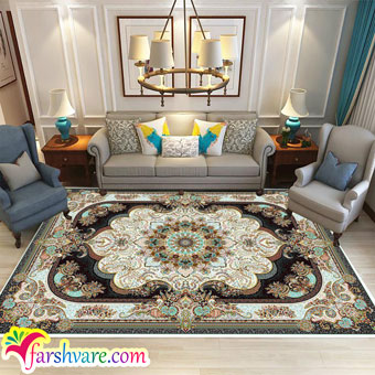 Iranian cream carpet of Nastaran design in decoration