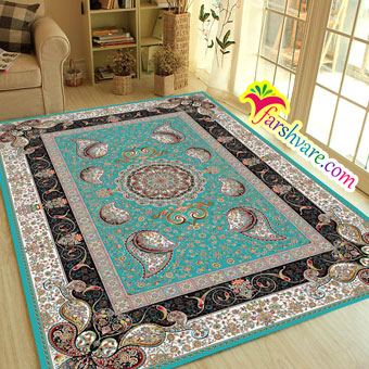 Persian room carpet of blue at home decoration