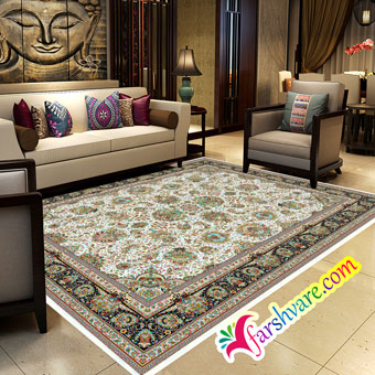 Yashar Iranian carpet of cream color at home