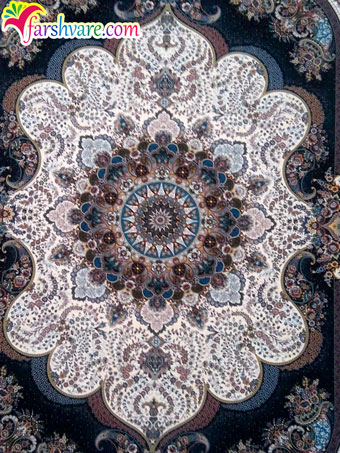 sample of woven Persian cream carpet of Nastaran design
