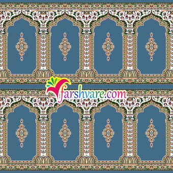 سجاده فرش نماز مسجدی آبی طرح رضوان