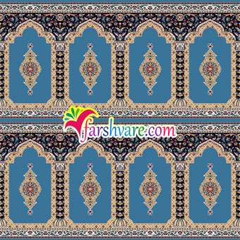 فرش سجاده ای مسجد با رنگ زمینه آبی فرش مسجدی طرح ثریا