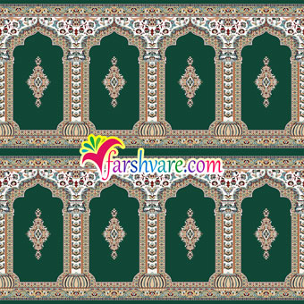 فرش محرابی سجاده‌ای برای مسجد رنگ سبز طرح رضوان