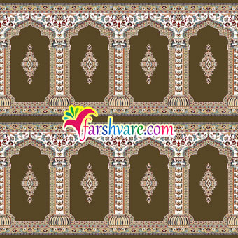 فرش مسجد سجاده‌ای نمازخانه‌ای طرح رضوان رنگ قهوه‌ای