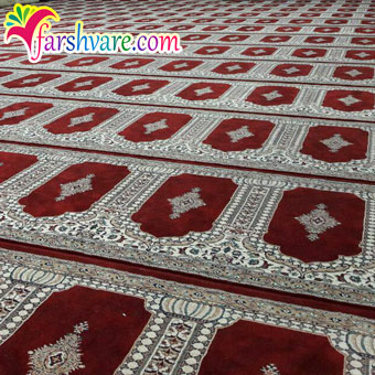 نمونه فرش مسجد سجاده‌ای رنگ قرمز رضوان