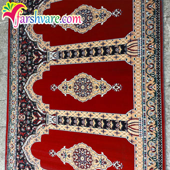نمونه فرش مسجد کاشان بافته شده رنگ قرمز طرح ثریا