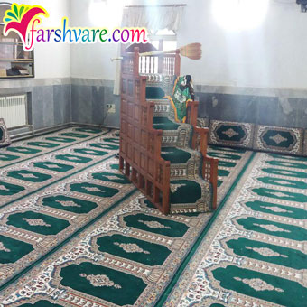نمونه‌ی بافته شده‌ی سجاده فرش سجاده ای مسجد طرح رضوان سبز