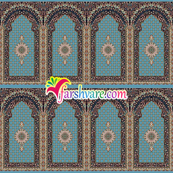 سجاده فرش برای مسجد و حسینیه ؛ فرش سجاده‌ای طرح کرمان با رنگ آبی فیروزه‌ای