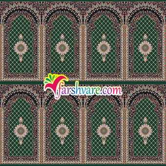 سجاده فرش سجاده ای برای مسجد فرش طرح کرمان رنگ سبز