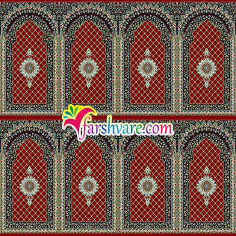 فرش محرابی برای مسجد و حسینیه ؛ سجاده فرش طرح کرمان با رنگ قرمز روناسی
