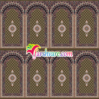 فرش محرابی برای نمازخانه و مسجد ؛ فرش سجاده‌ای طرح کرمان با رنگ قهوه‌ای گردویی
