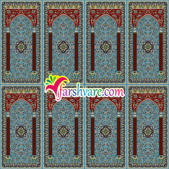 سجاده فرش مسجد ستاره کویر کاشان با رنگبندی آبی فیروزه‌ای
