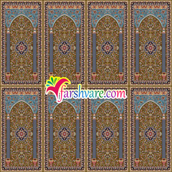 فرش نمازخانه ای محرابی ستاره کویر کاشان ؛ سجاده فرش مسجد با رنگ زمینه‌ی قهوه ای