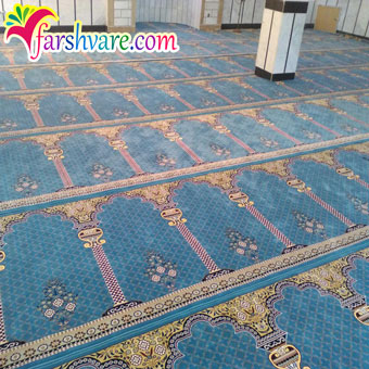 سجاده فرش محرابی بافته شده طرح خضرا آبی