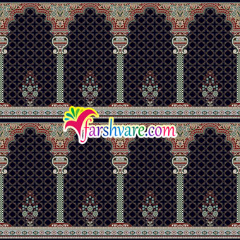 فرش سجاده مسجد محرابی طرح خضرا با رنگبندی سرمه‌ای