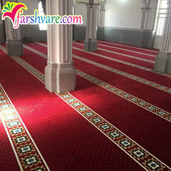 نمونه بافته شده سجاده فرش تشریفاتی مسجد قرمز