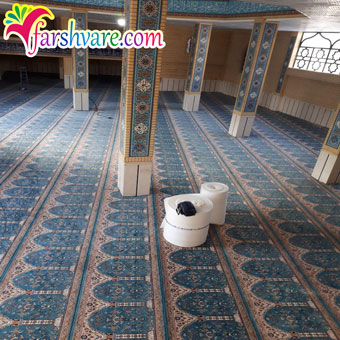 نمونه مساجد مفروش شده جهت خرید سجاده فرش محرابی طرح طاها آبی