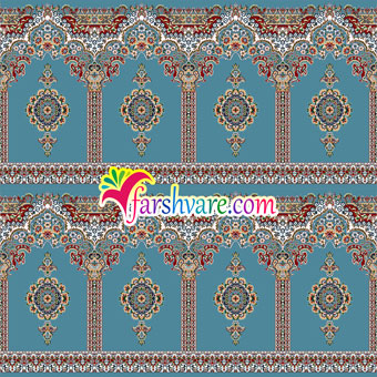 سجاده فرش مسجدی جدید رنگ آبی طرح بارگاه