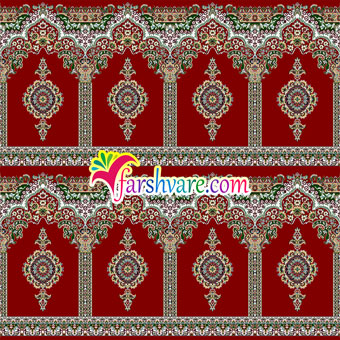 فرش مسجدی زیبا با رنگ قرمز روناسی طرح بارگاه