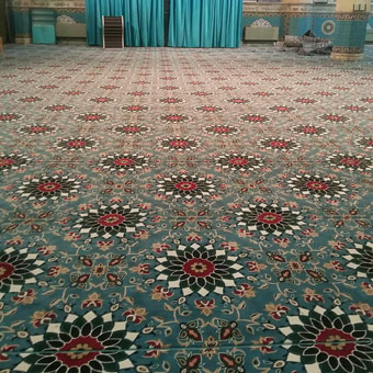 نمونه بافته شده سجاده فرش تشریفاتی برای مسجد طرح کاشیکاری آبی