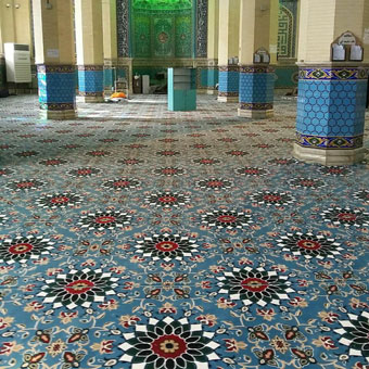 نمونه سجاده فرش تشریفاتی برای مسجد طرح کاشیکاری آبی